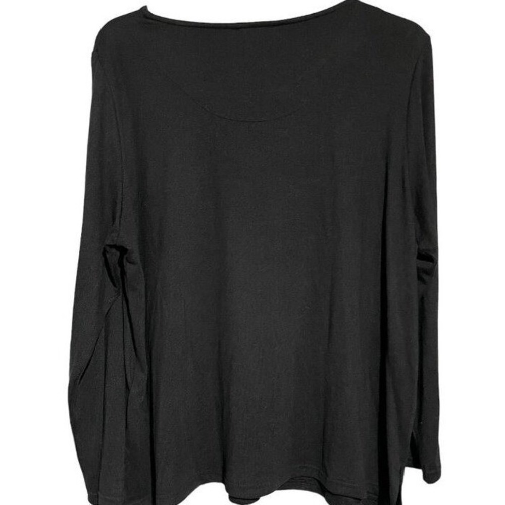 Mario Serrani Italy Womens XXL‎ Black Scoop Neck Long Sleeve  Knit Top Slits
